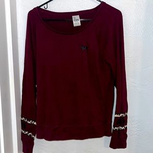 Maroone color long sleeve Victorias Secret Pink shirt